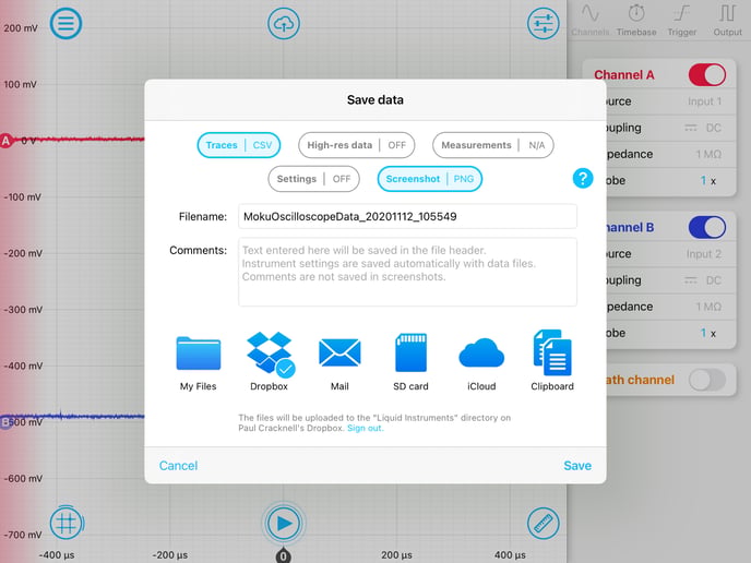 iPad OSC share dialog