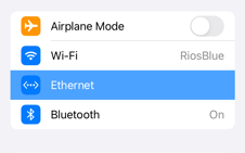 iPad settings Ethernet